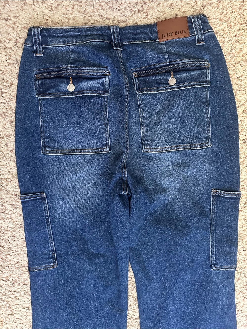 Judy Blue size 14W Wide Leg Cargo Jeans in Dark Blue - Women's Comfort Fit - Picture 7 of 7